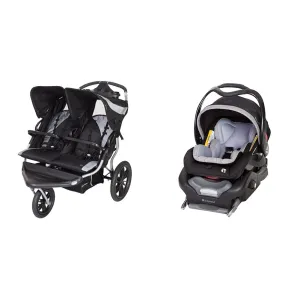 Baby Trend Navigator Lite Double Jogger Stroller, Europa & Secure Snap Tech 35 Infant Car Seat, Nimbus
