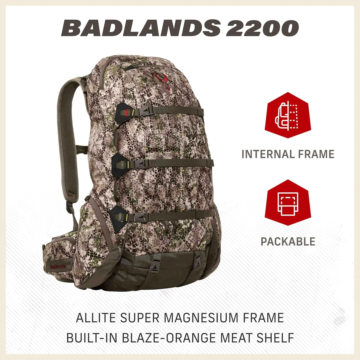 Badlands 2200 Hunting Backpack with Built-in Meat Hauler