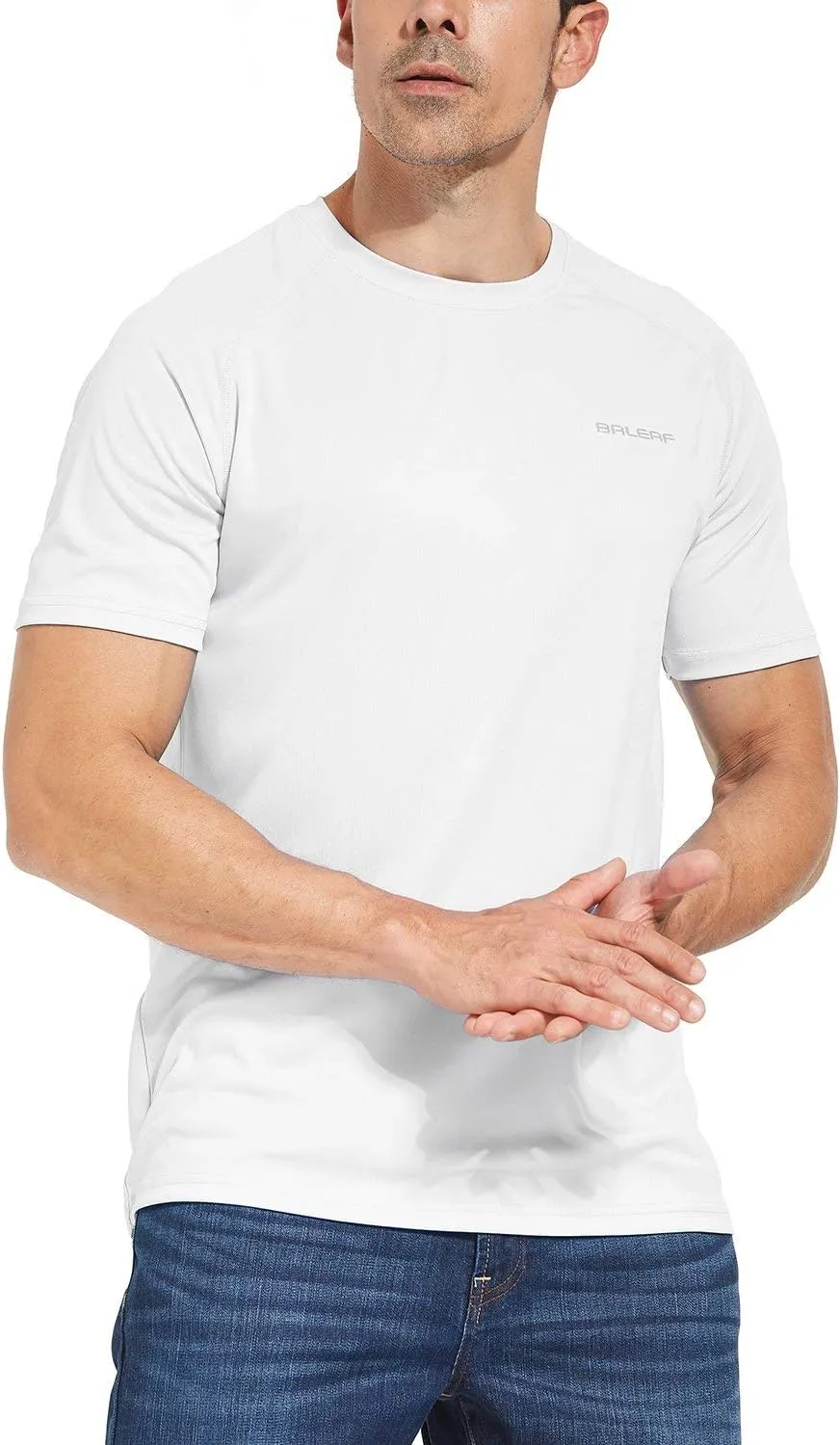 baleaf Men's UPF 50  Short Sleeve Shirts Lightweight Sun Protection SPF T-Shirts Fishing Hiking Running