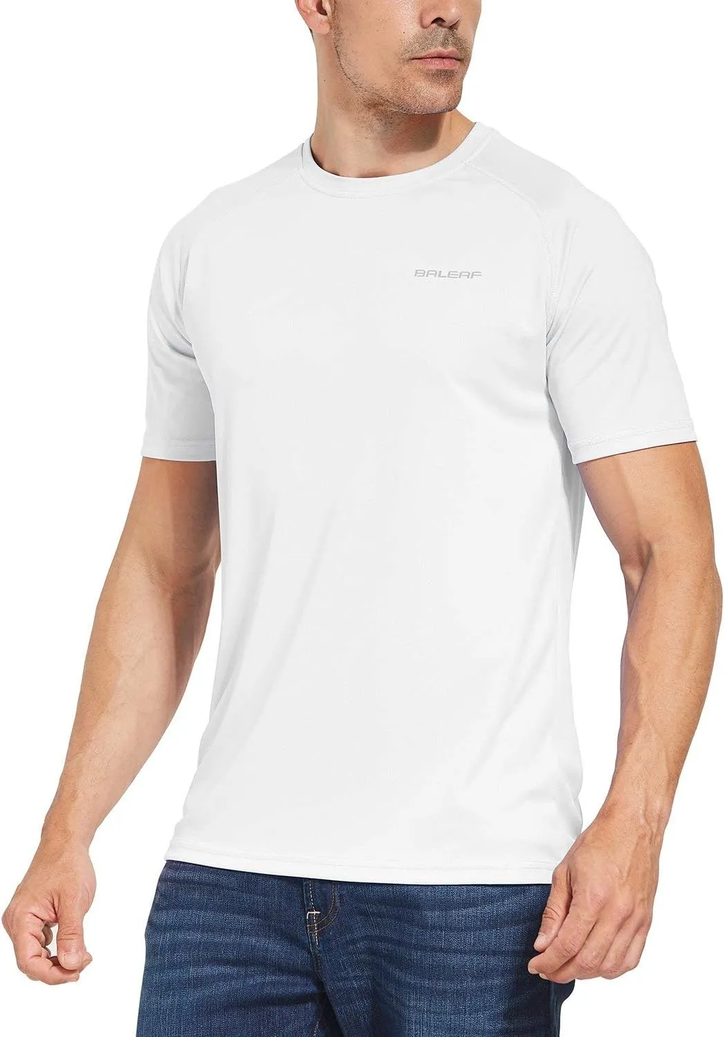 baleaf Men's UPF 50  Short Sleeve Shirts Lightweight Sun Protection SPF T-Shirts Fishing Hiking Running