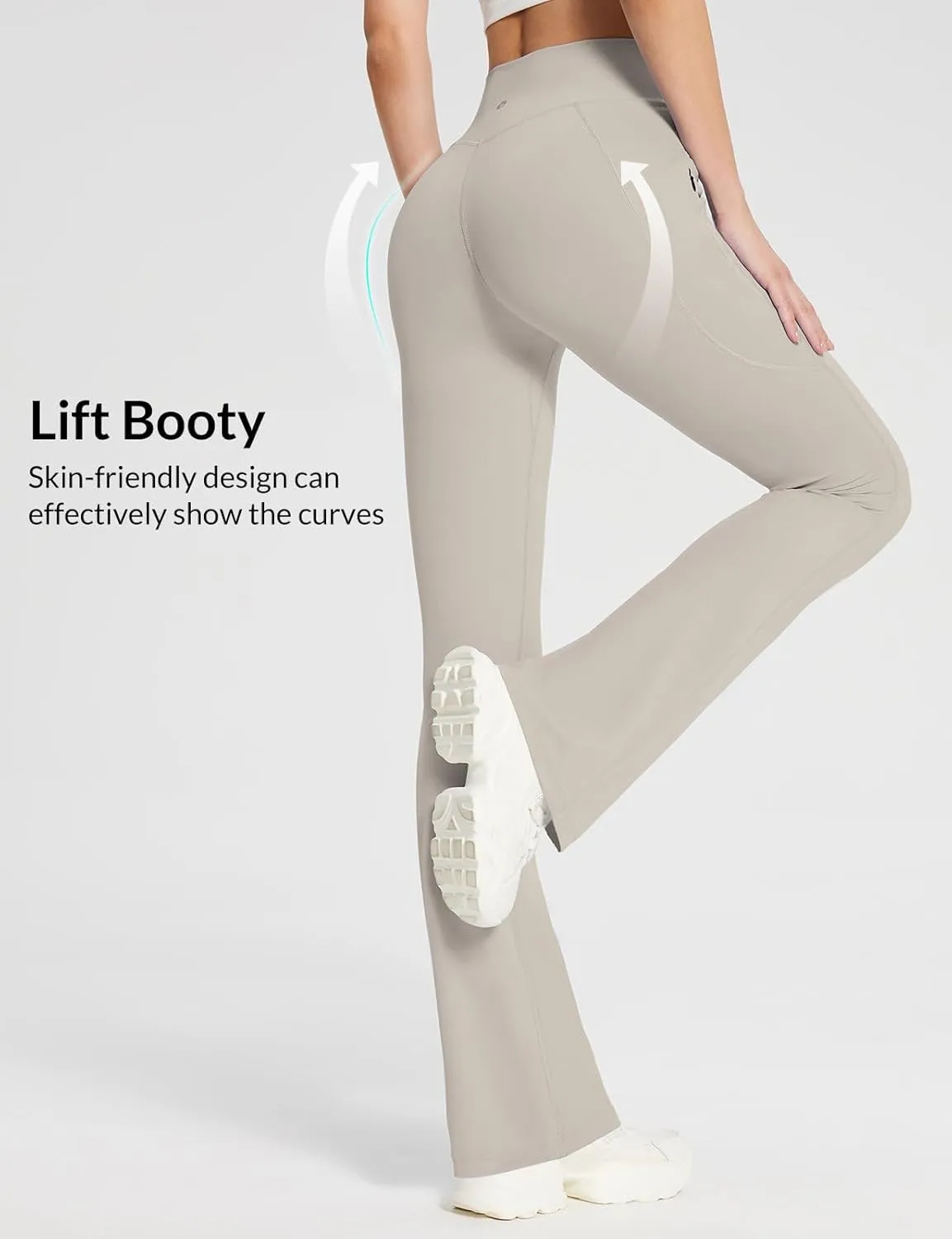 baleaf Women's Flare Leggings with Zipper Pockets Crossover High Waist Bootcut Yoga Pants Tummy Control Bell Bottom Leggings
