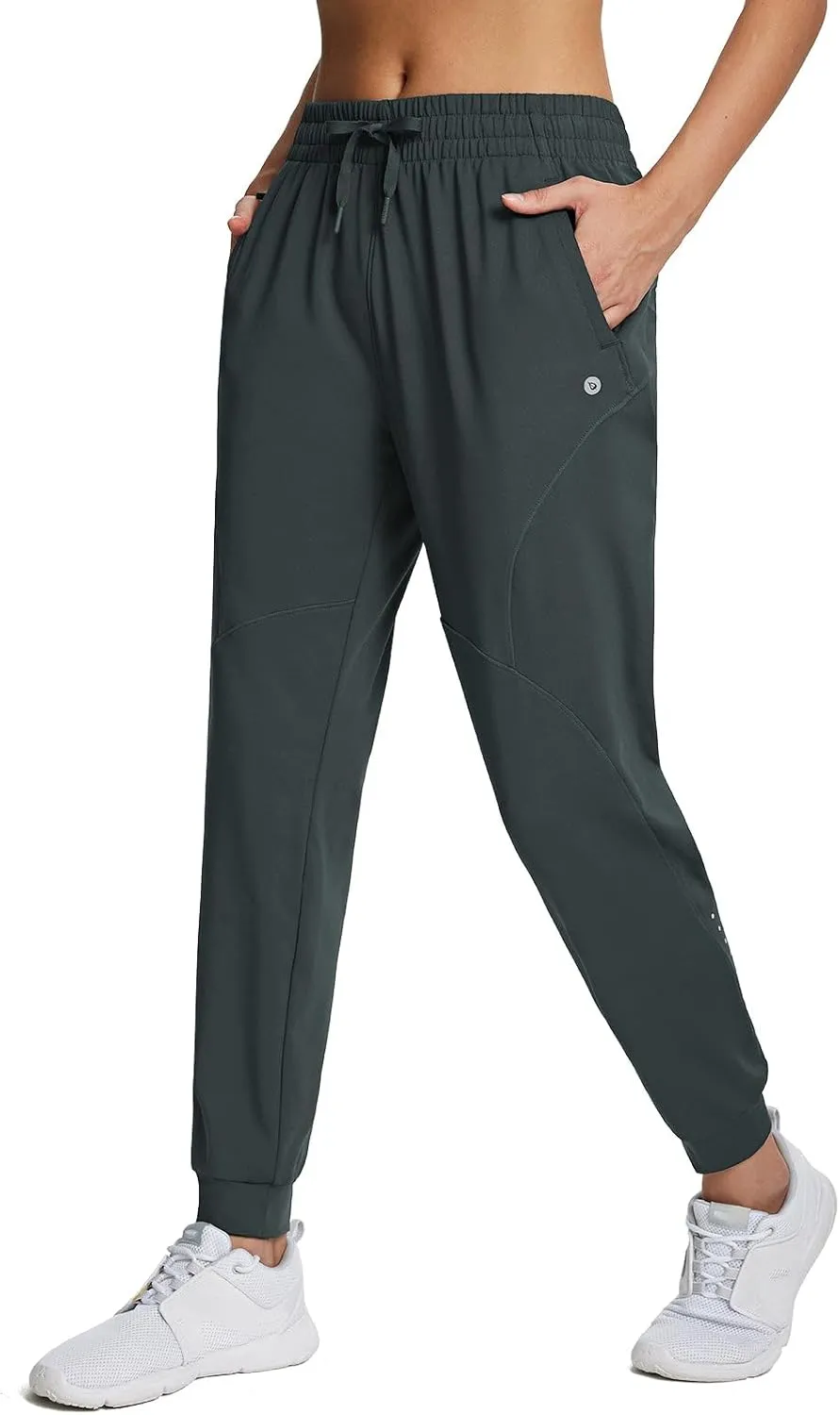 baleaf Women's Fleece Lined Pants Joggers Water-Resistant Zipper Pocket Thermal Sweatpants Winter Running Hiking Jogging