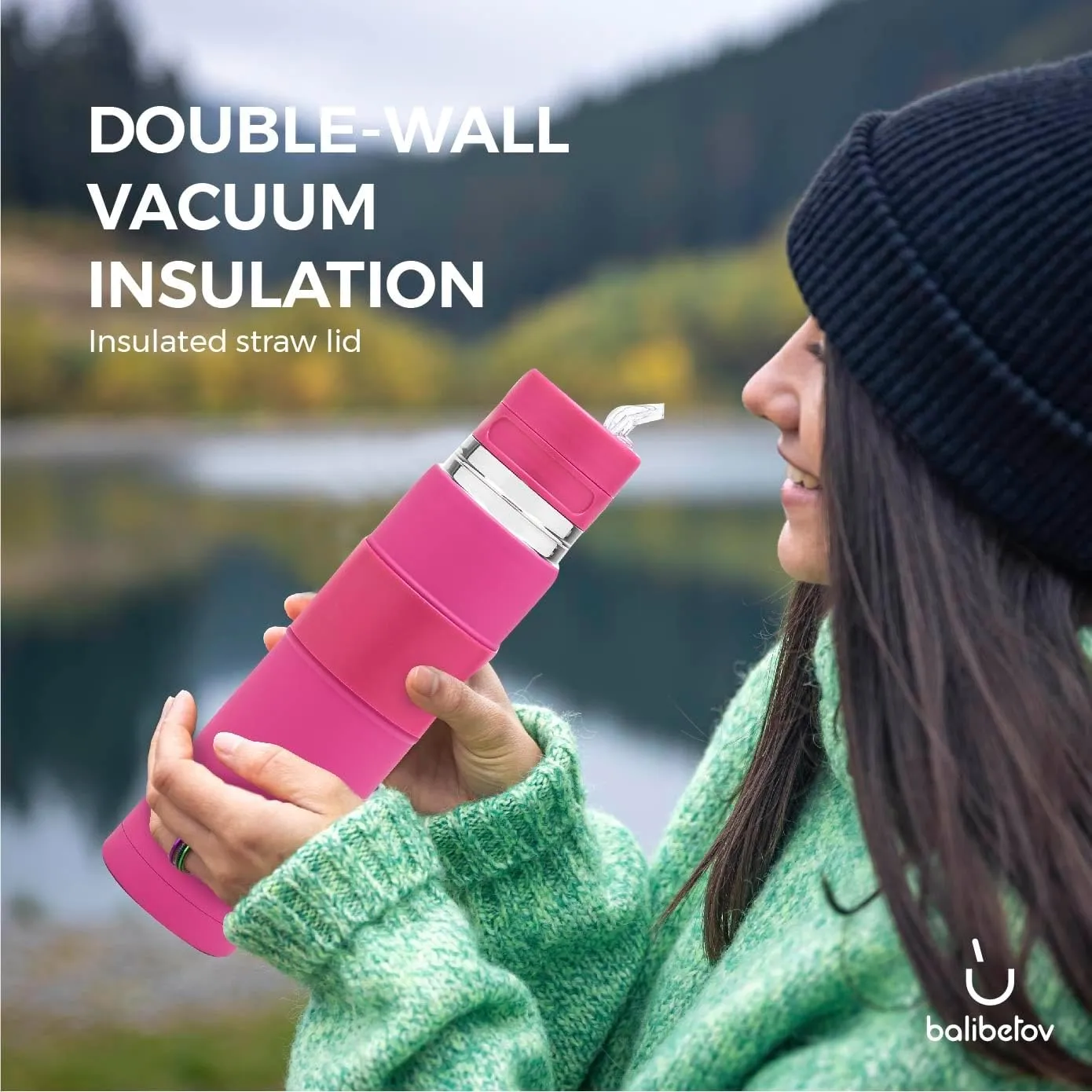BALIBETOV - New - Stainless Steel Automate - Thermal bottle, Mate Cup and Bombilla All In One - No Need to Refill Every Time You Want to Drink (Fuchsia)