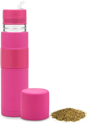 BALIBETOV - New - Stainless Steel Automate - Thermal bottle, Mate Cup and Bombilla All In One - No Need to Refill Every Time You Want to Drink (Fuchsia)