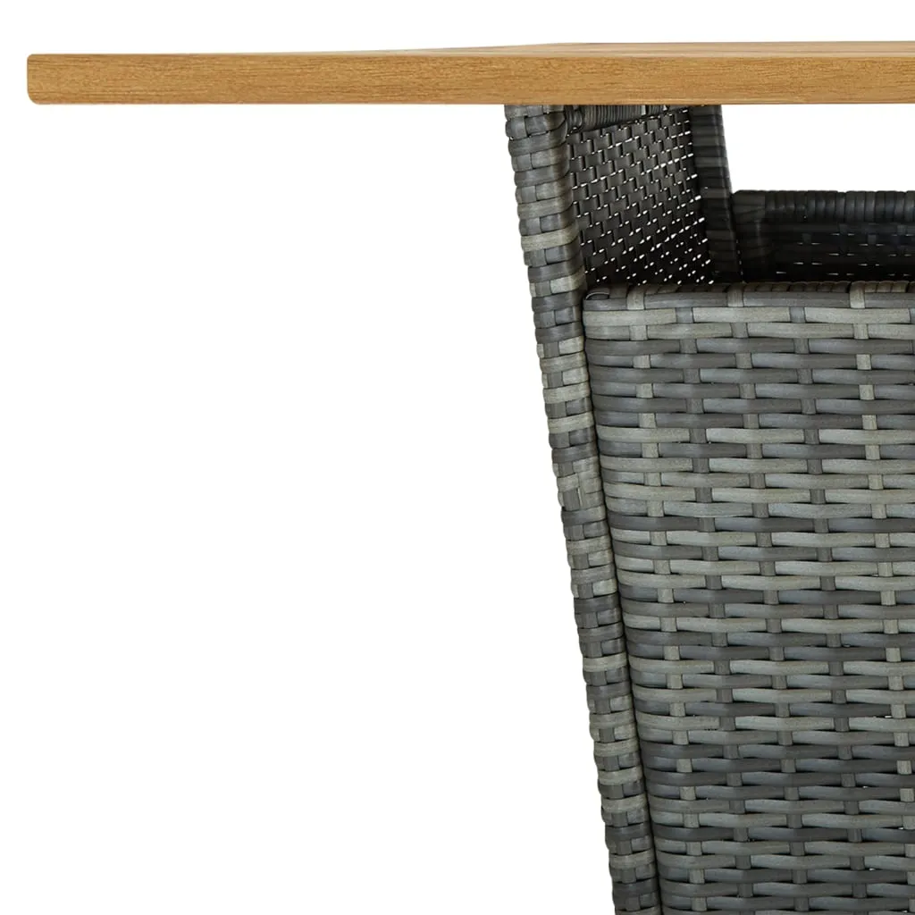 Bar Table Outdoor Pub Table with 1 Shelf Solid Acacia Wood PE Rattan