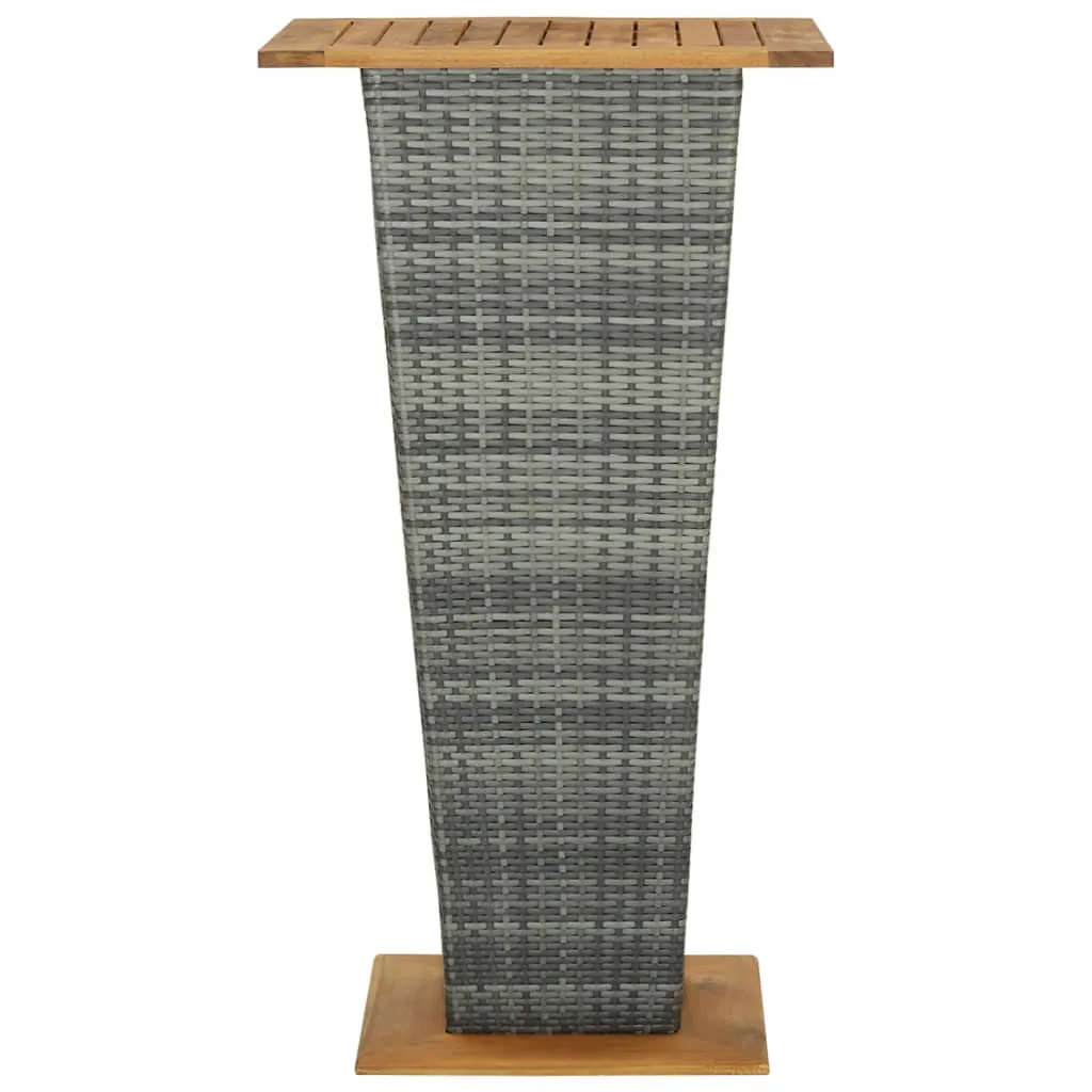 Bar Table Outdoor Pub Table with 1 Shelf Solid Acacia Wood PE Rattan