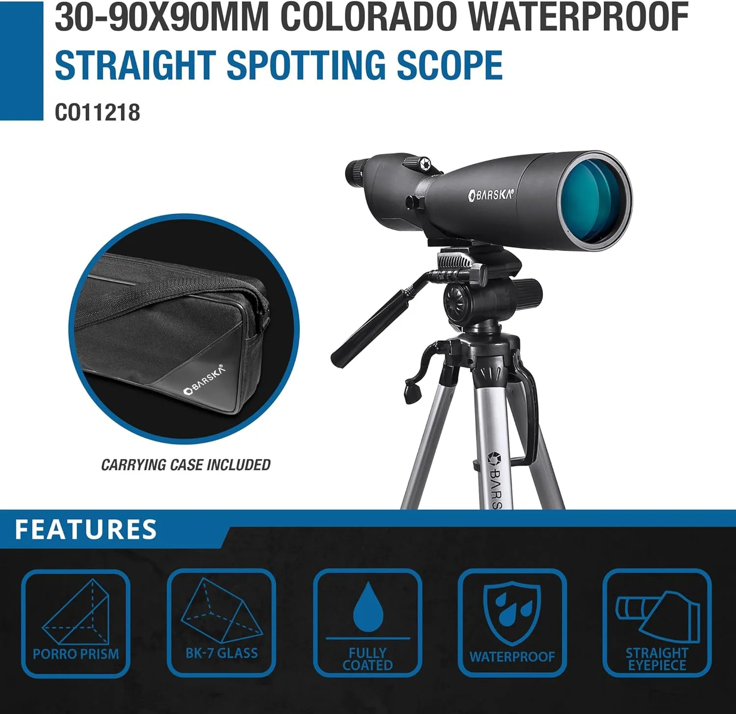 BARSKA Colorado Waterproof Spotting Scope – Variable Zoom, Fogproof Optics for Bird Watching, Target Shooting, Hunting, and Outdoor Use