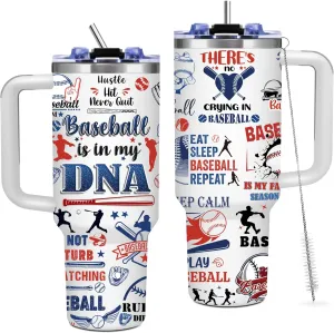 Baseball Lover 40oz Tumbler with Handle, Insulated Sport Bottles with Lid, Water Bottle Gift for Boyfriend, Birthday Gifts for Men, Dad, Husband