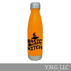 Basic Witch Halloween Theme Orange 17oz Water Bottle LA5137