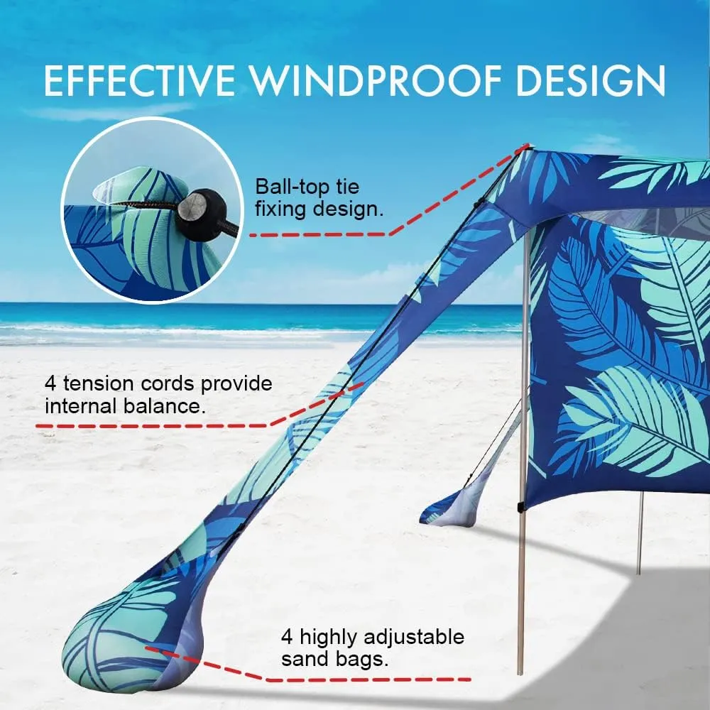 Beach Canopy Tent Shade with Sidewalls 10x10FT, 6.6FT Tall, UPF50  Sun Shelter, Windproof & Water Resistant, Includes Guylines Sand Shovel Stability Poles, Easy Up for Beach Outdoor Camping Backyard