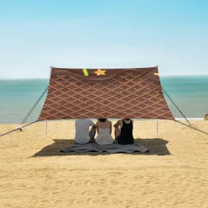 Beach Shade Tent with UPF50  UV Protection,Chocolate Melted on A Waffle Lightweight Camping Sun Shelter for Outdoor,Camping Trips, Fishing, Backyard,Picnics,Easy Set Up and Carry 9x10.5 FT