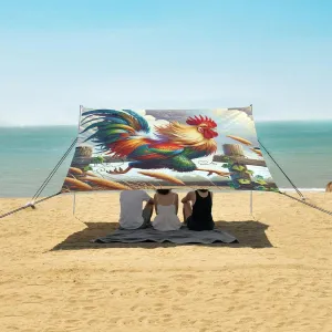Beach Shade Tent with UPF50  UV Protection,Funny Rooster Running Lightweight Camping Sun Shelter for Outdoor,Camping Trips, Fishing, Backyard,Picnics,Easy Set Up and Carry 9x10.5 FT