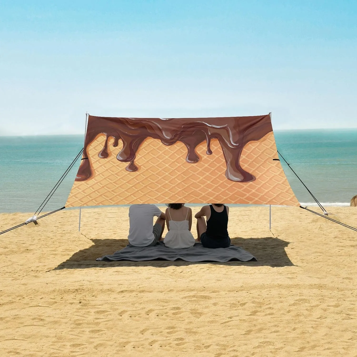 Beach Shade Tent with UPF50  UV Protection,Melted Chocolate Streams Lightweight Camping Sun Shelter for Outdoor,Camping Trips, Fishing, Backyard,Picnics,Easy Set Up and Carry 9x10.5 FT