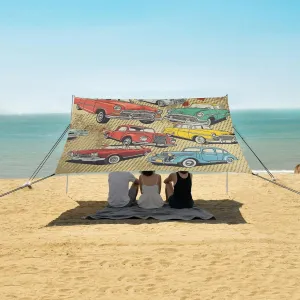 Beach Shade Tent with UPF50  UV Protection,Pop Art Vintage Cars Lightweight Camping Sun Shelter for Outdoor,Camping Trips, Fishing, Backyard,Picnics,Easy Set Up and Carry 9x10.5 FT
