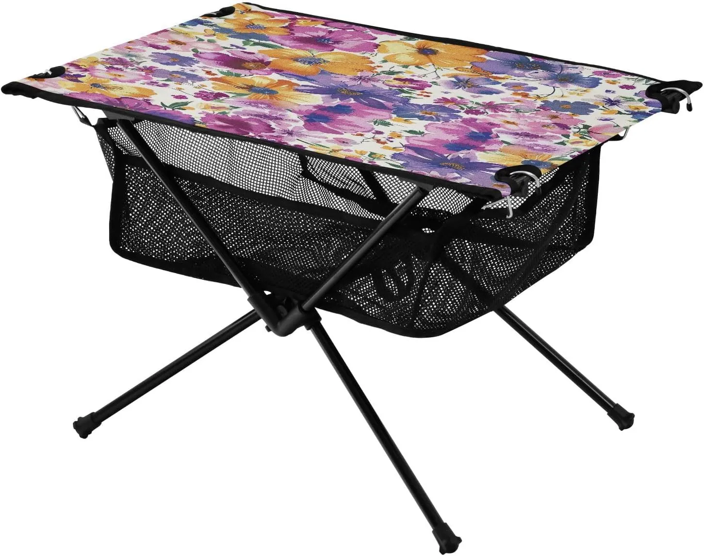 Beautiful Flowers Portable Folding Camping Table, Compact Lightweight Beach Table with Carrying Bag for Outdoor Picnics, BBQs, Camp
