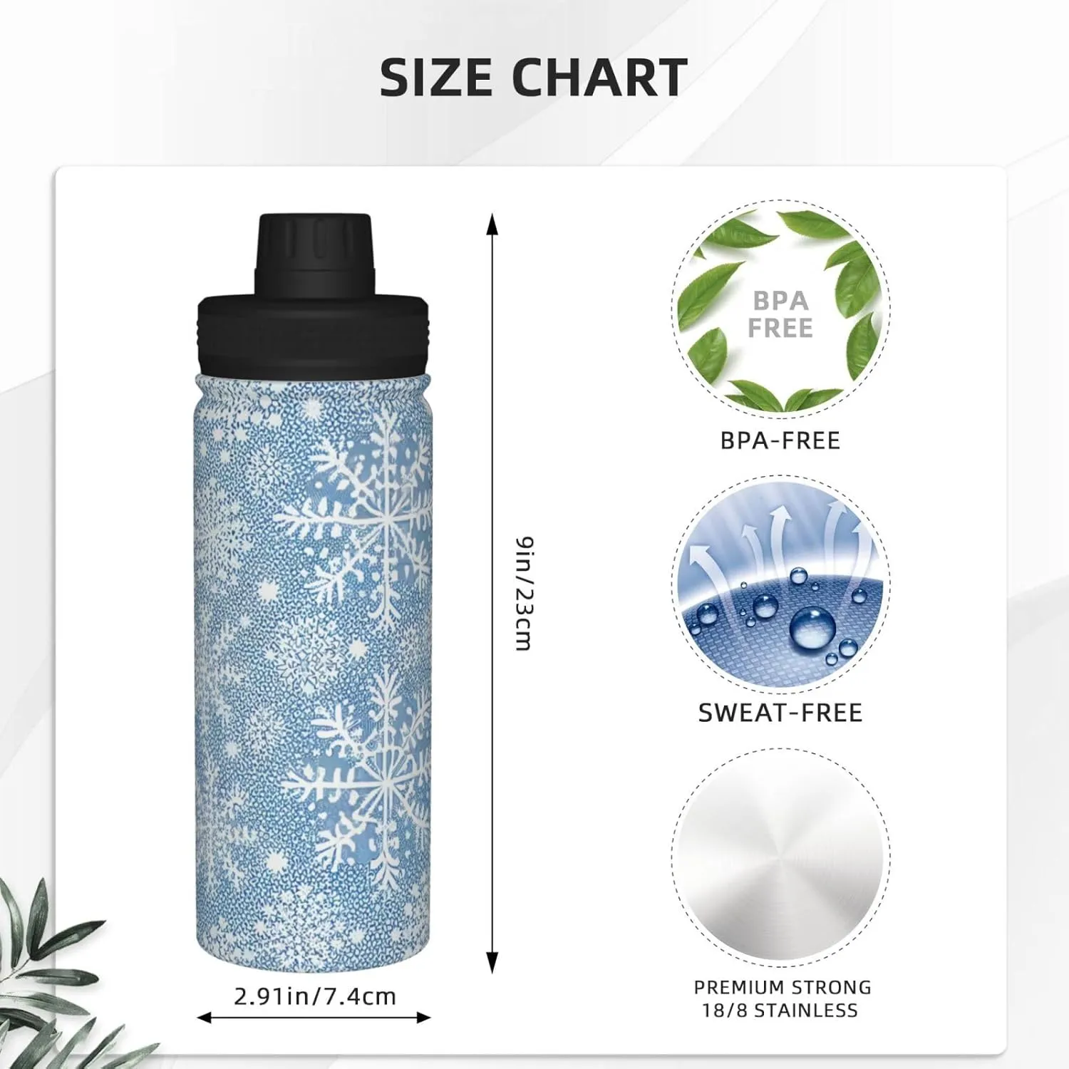Beautiful Golden Mandala Circle Design pattern Sports Leak Proof Water Bottle 18 oz,Durable Double Walled Stainless Steel - Gym Bottles,Insulated Thermos,Hot Cold,Gold Black