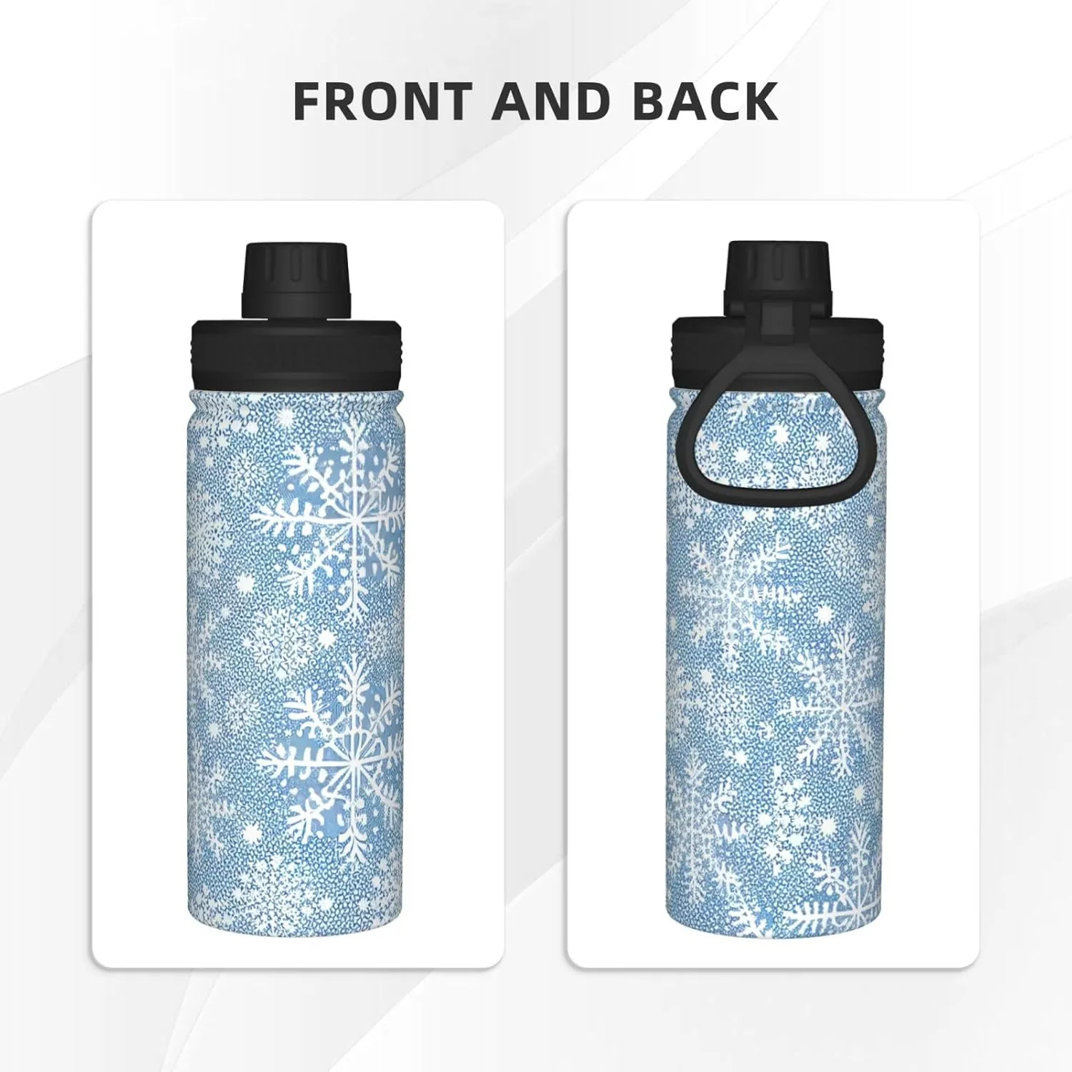 Beautiful Golden Mandala Circle Design pattern Sports Leak Proof Water Bottle 18 oz,Durable Double Walled Stainless Steel - Gym Bottles,Insulated Thermos,Hot Cold,Gold Black