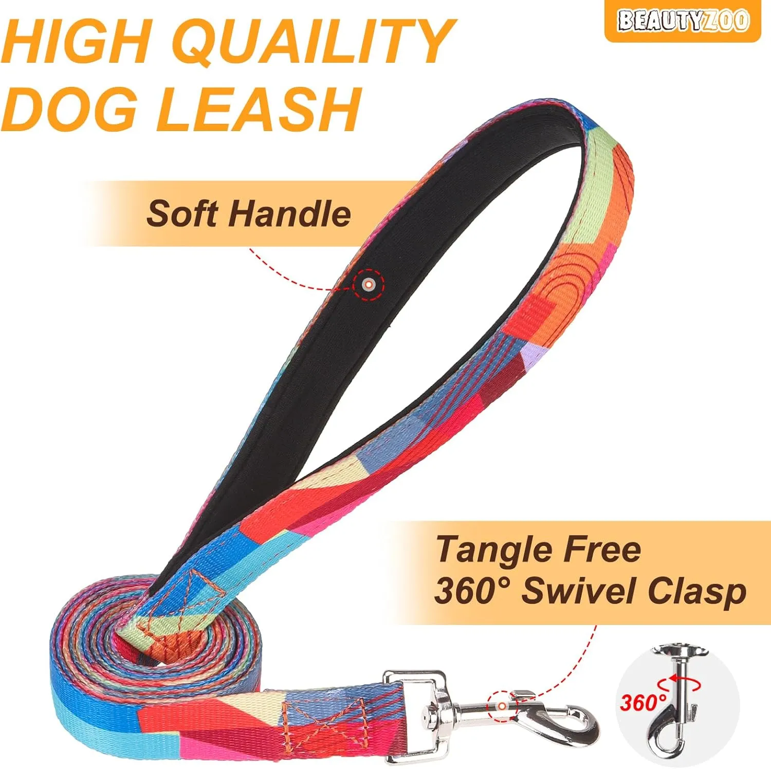 BEAUTYZOO No Pull Dog Harness Large, Adjustable Dog Harness and Leash Set -Easy Wearing with 3 Buckles/Control Handle,No Choke Soft Padded Reflective Pet Vest for Training Walking Hiking, XL