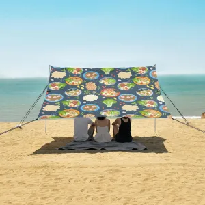 Beef Shrimp Bowl Noodles Beach Camping Tent Sun Shelter for Whole Family, Beach Shade Canopy with UPF50  UV Protection,Easy Set Up and Carry,Outdoor Shade for Trips, Fishing, Backyard Fun Picni
