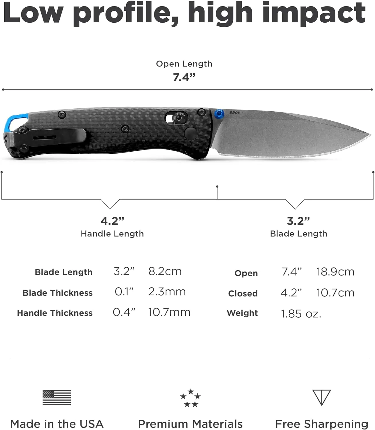 Benchmade - Bugout 535 EDC Knife with Black Carbon Fiber Handle (535-3)