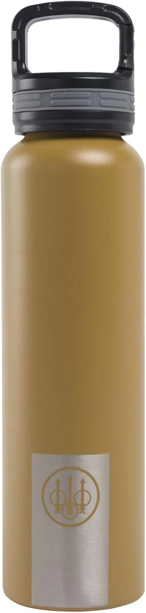 Beretta 24 Oz Durable Stainless Steel Insulated Water Bottle for Hot or Cold Liquids with Vacuum Seal Lid with Integrated Carabiner