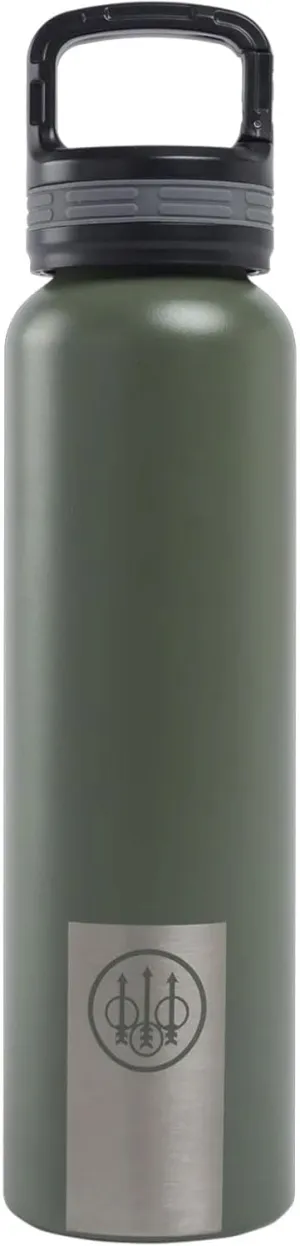 Beretta 24 Oz Durable Stainless Steel Insulated Water Bottle for Hot or Cold Liquids with Vacuum Seal Lid with Integrated Carabiner