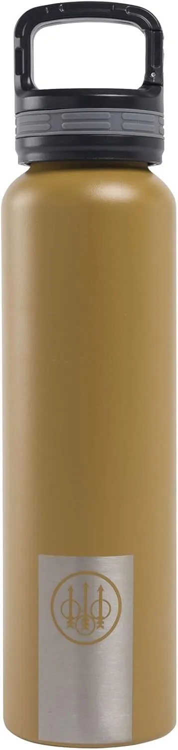 Beretta 24 Oz Durable Stainless Steel Insulated Water Bottle for Hot or Cold Liquids with Vacuum Seal Lid with Integrated Carabiner