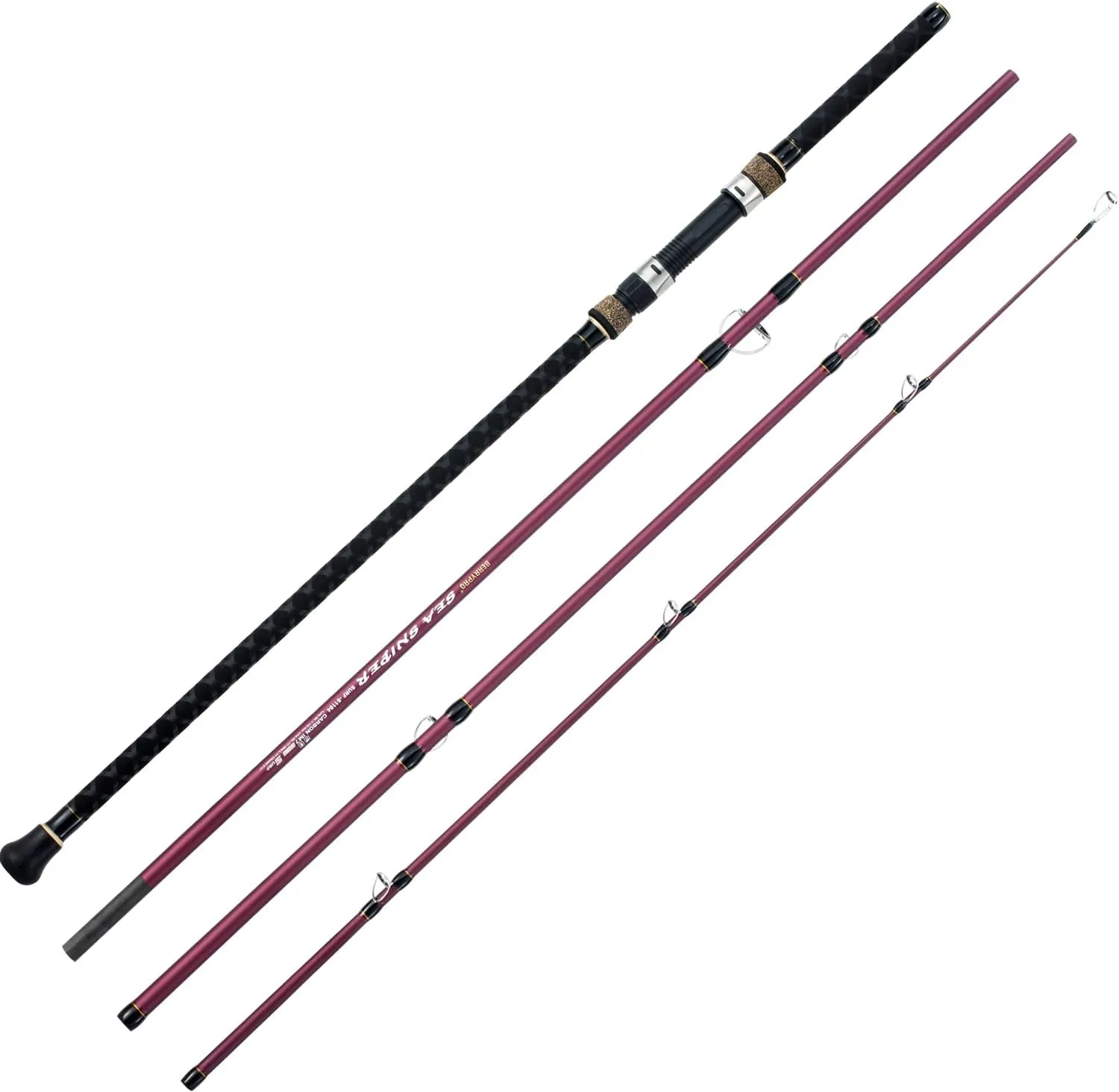 Berrypro Surf Spinning & Casting Fishing Rod Carbon Fiber Travel Fishing Rod(9-Feet & 10-Feet & 12-Feet & 13.3-Feet)