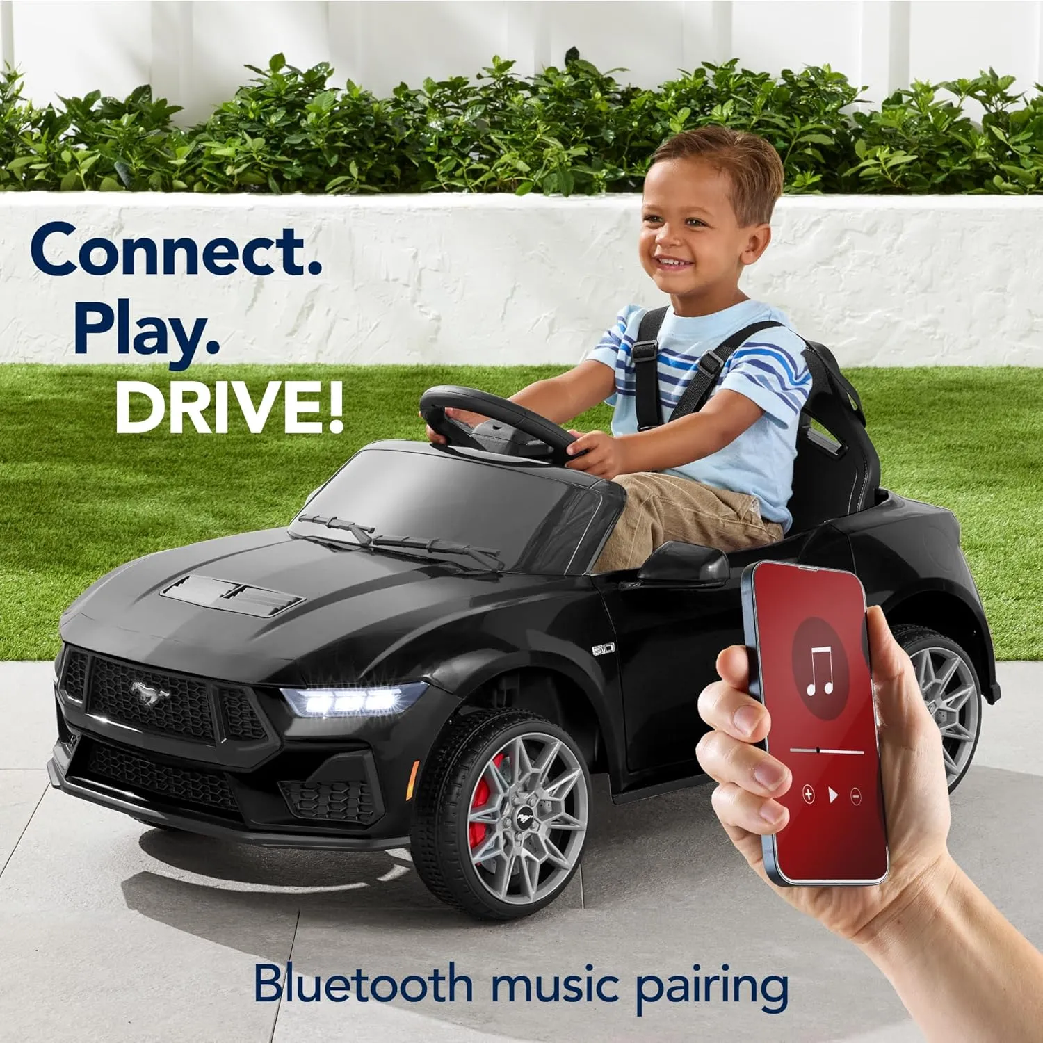 Best Choice Products Kids 12V Electric Ride On Car Officially Licensed Ford Mustang w/Parent Control, LED Lights, 2 Speeds, Bluetooth - Black