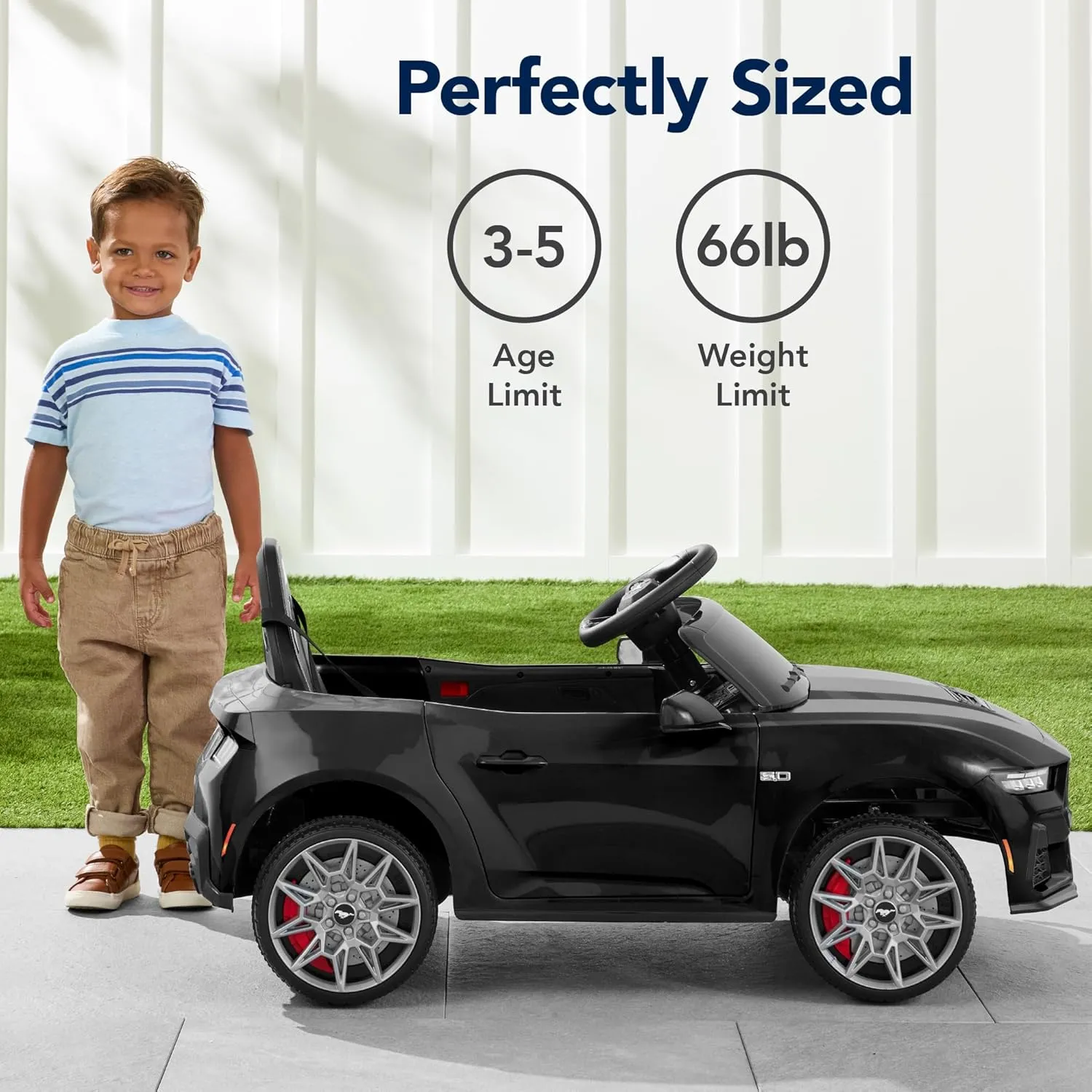 Best Choice Products Kids 12V Electric Ride On Car Officially Licensed Ford Mustang w/Parent Control, LED Lights, 2 Speeds, Bluetooth - Black