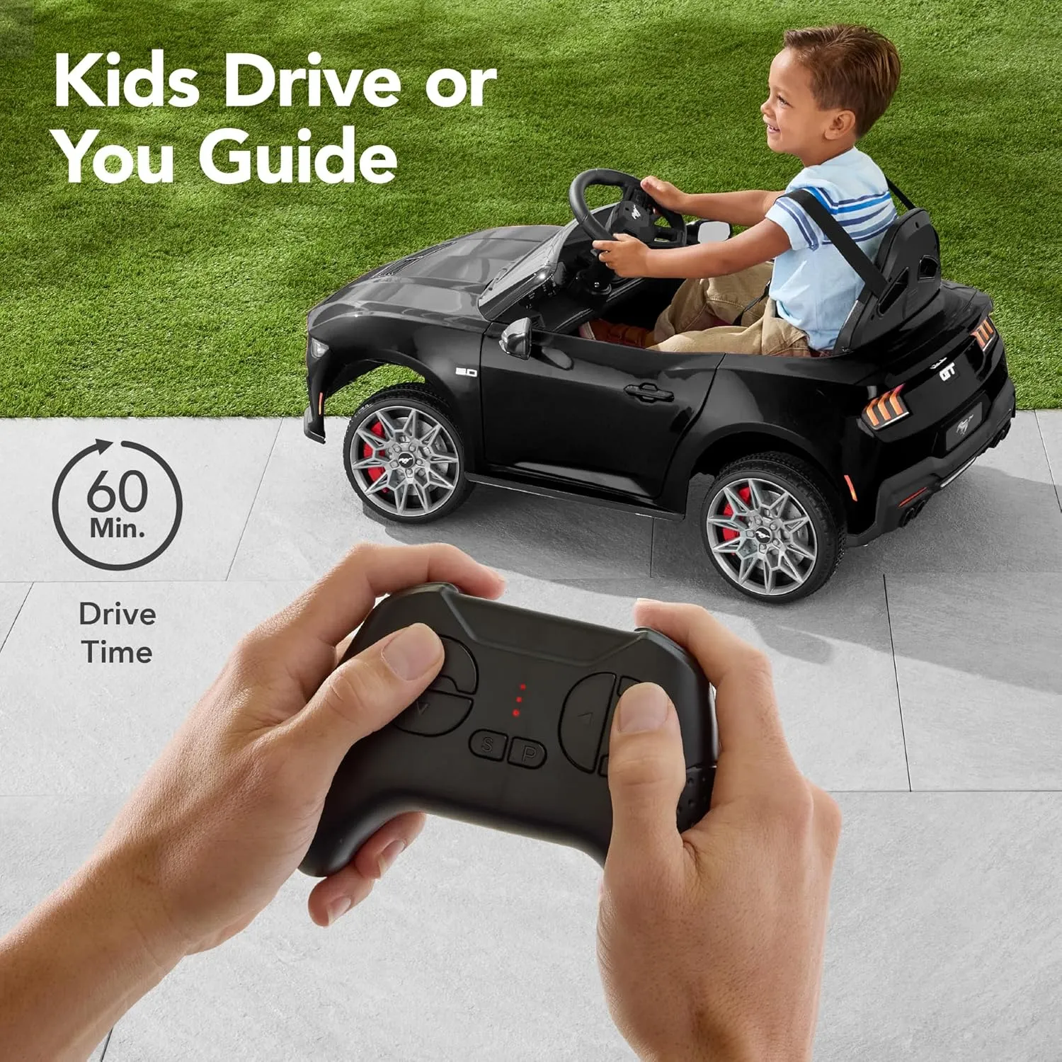 Best Choice Products Kids 12V Electric Ride On Car Officially Licensed Ford Mustang w/Parent Control, LED Lights, 2 Speeds, Bluetooth - Black