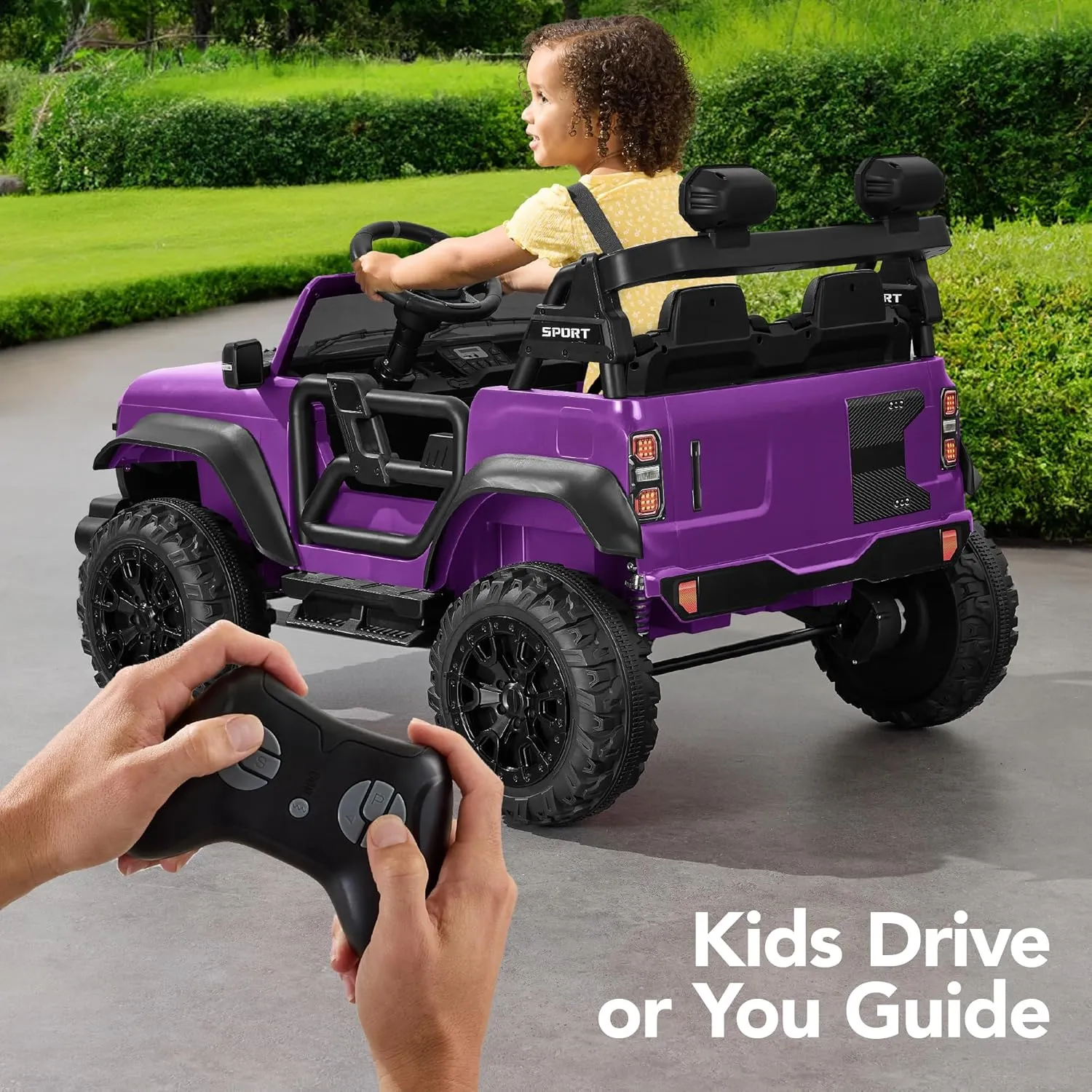 Best Choice Products Kids 24V 2-Seater Electric Ride-On Car Truck w/Parent Control, 132lb Weight Capacity, Bluetooth, LED Lights - Purple