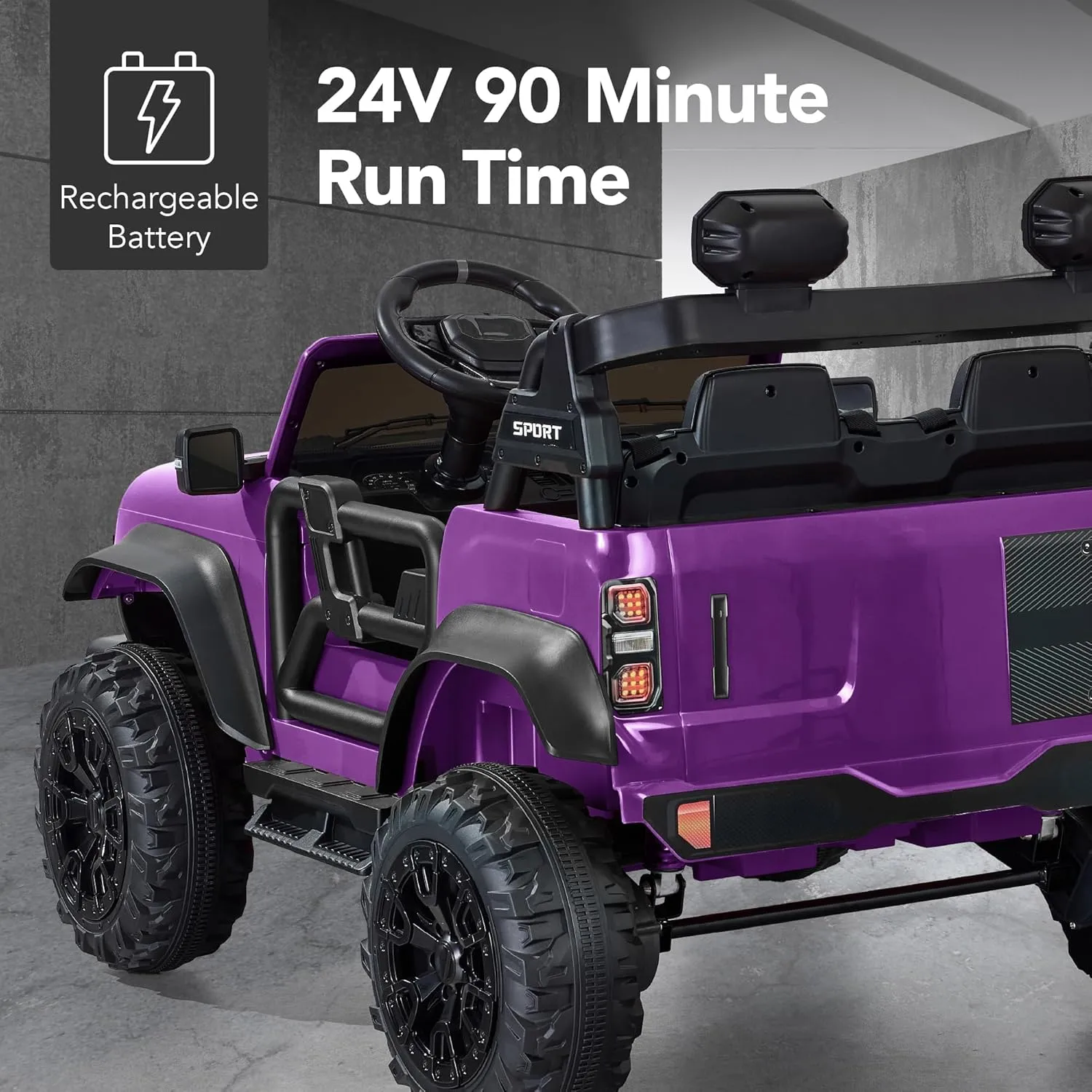 Best Choice Products Kids 24V 2-Seater Electric Ride-On Car Truck w/Parent Control, 132lb Weight Capacity, Bluetooth, LED Lights - Purple