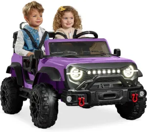 Best Choice Products Kids 24V 2-Seater Electric Ride-On Car Truck w/Parent Control, 132lb Weight Capacity, Bluetooth, LED Lights - Purple