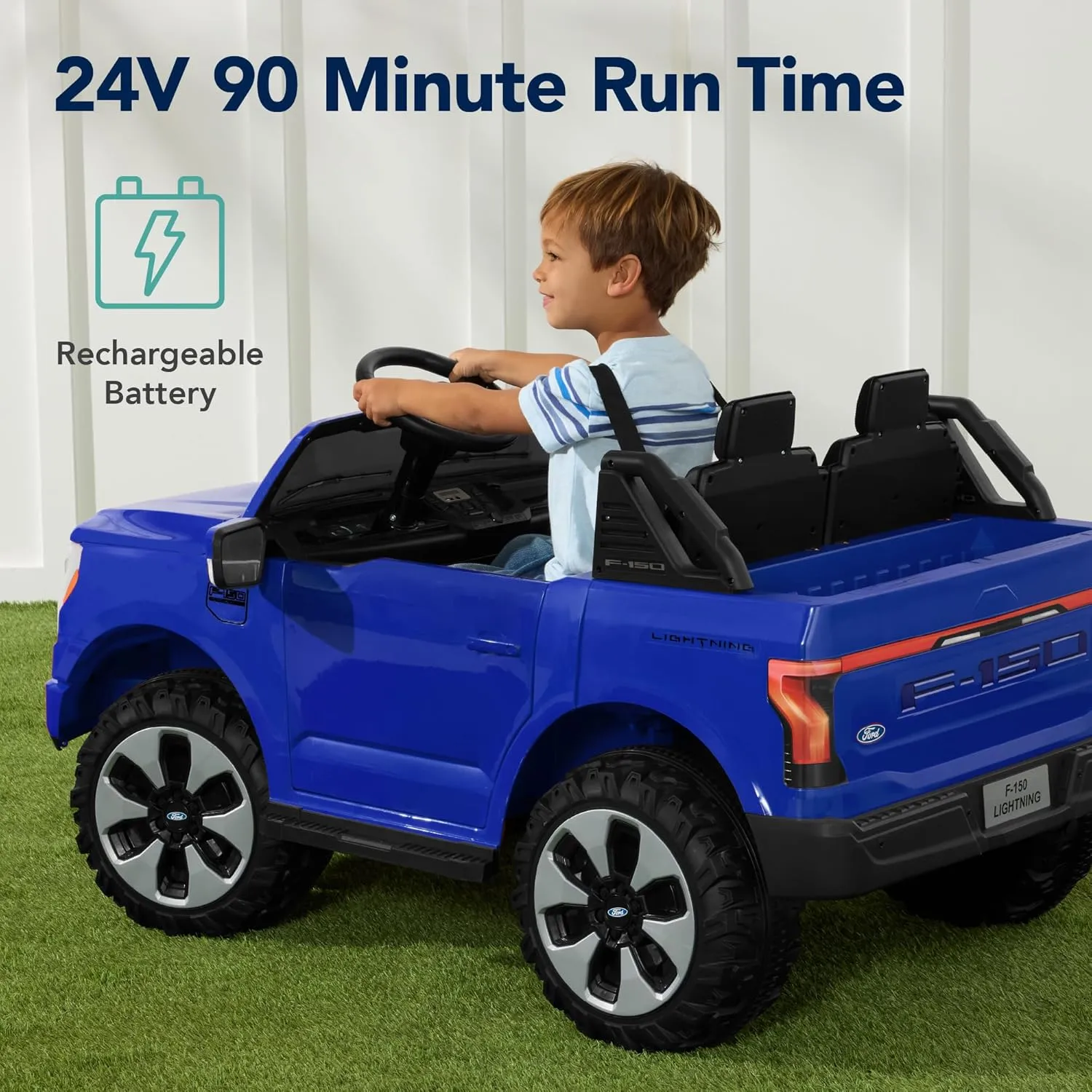 Best Choice Products Licensed Ford F-150 Lightning Truck Kids 24V 2-Seater Electric Ride On Car Toy w/ 132lb Weight Capacity, Parent Control - Blue
