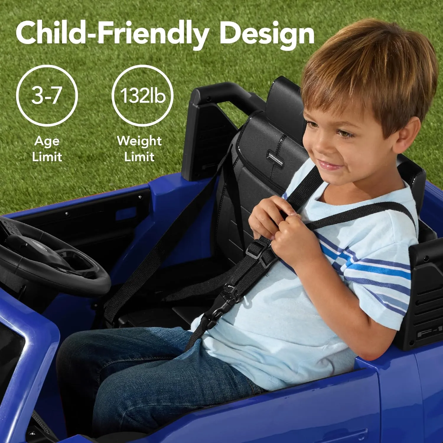 Best Choice Products Licensed Ford F-150 Lightning Truck Kids 24V 2-Seater Electric Ride On Car Toy w/ 132lb Weight Capacity, Parent Control - Blue