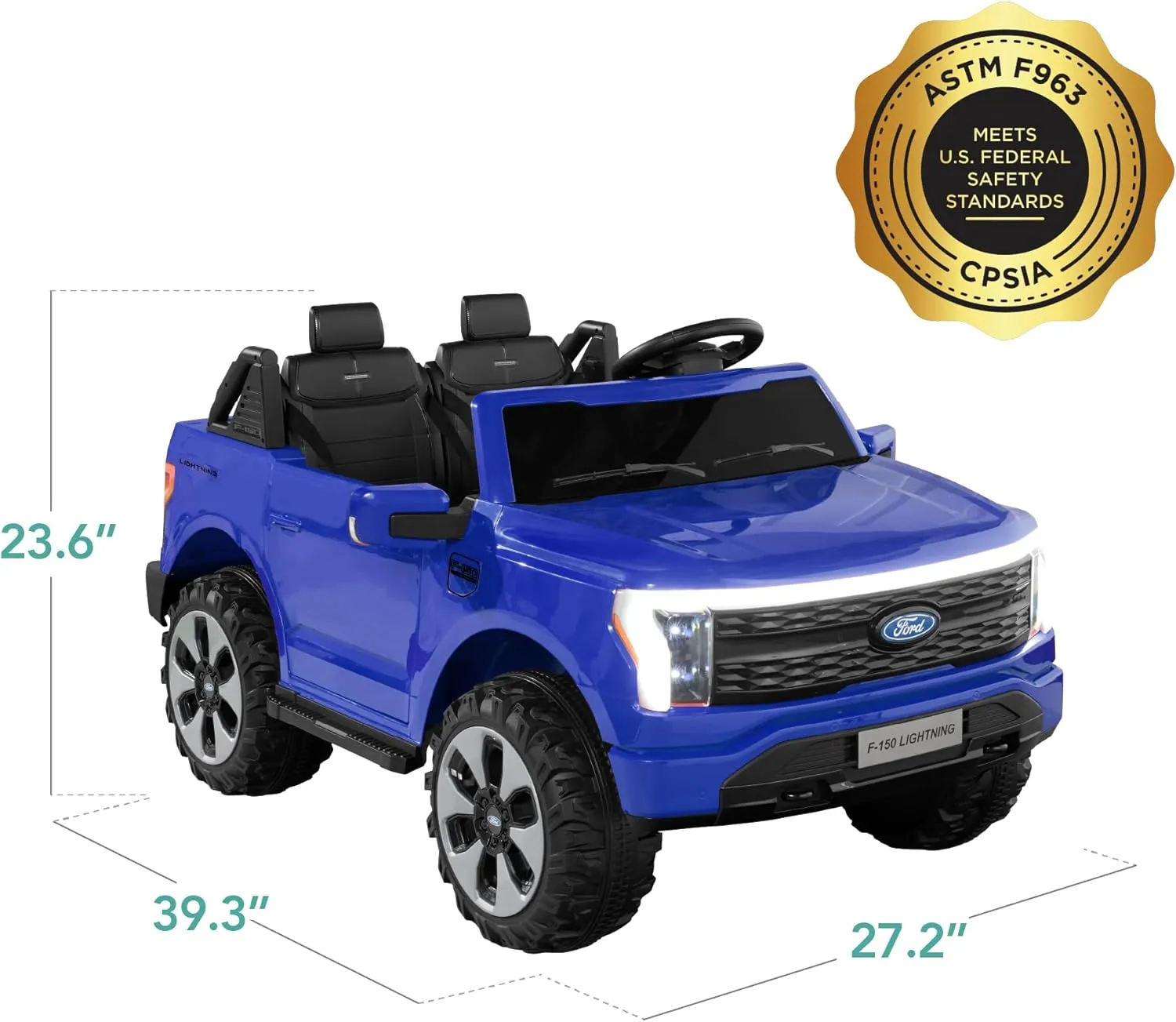 Best Choice Products Licensed Ford F-150 Lightning Truck Kids 24V 2-Seater Electric Ride On Car Toy w/ 132lb Weight Capacity, Parent Control - Blue