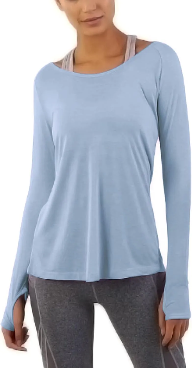 Bestisun Long Sleeve Yoga Workout Tops Lightweight Thumbhole Shirts Athletic Wear for Women