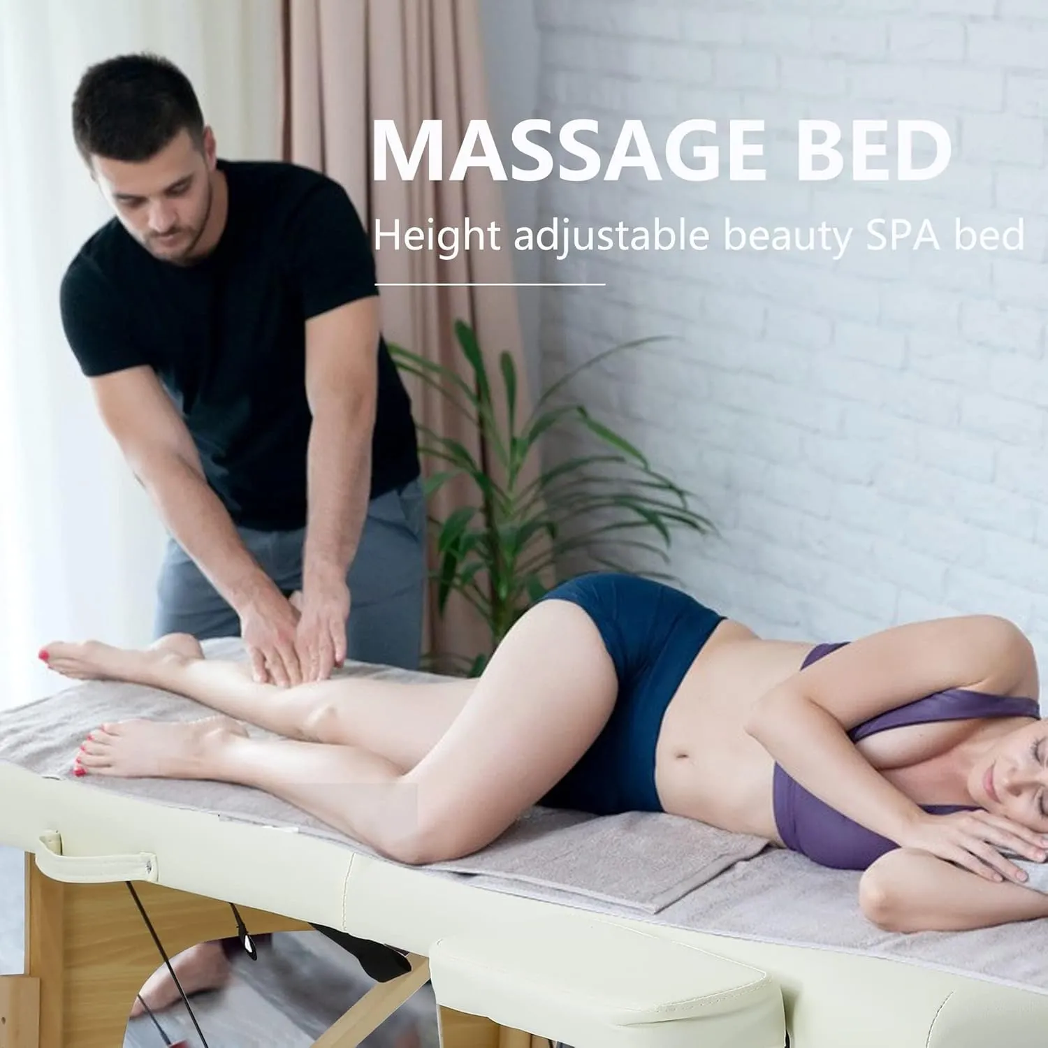 BestMassage Massage Bed Portable Massage Table 24 inche Wide Lash Bed Heigh Adjustable 2 Folding Spa Table with Non-Woven Bag for Spa Footmassage Facial CareSpa Tattoo