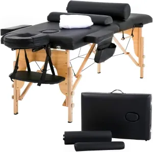BestMassage Massage Bed Portable Massage Table 24 inche Wide Lash Bed Heigh Adjustable 2 Folding Spa Table with Towel Hanger Oil Pouch Half Bolster Round Bolster Non-Woven Bag