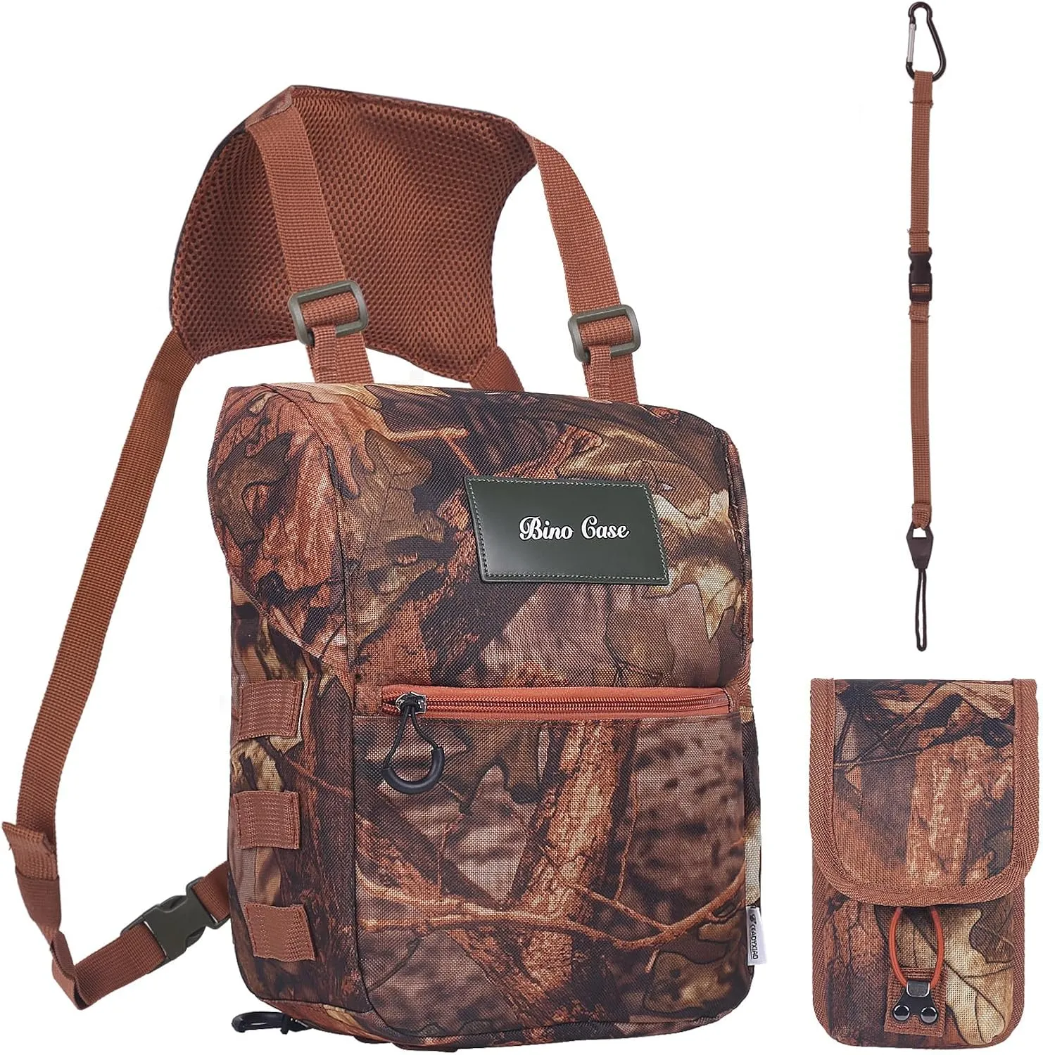 Binocular Harness Chest Pack, Bino Harness with Rangefinder Pouch & Rain Cover，Binocular Case Chest Harness for Hunting