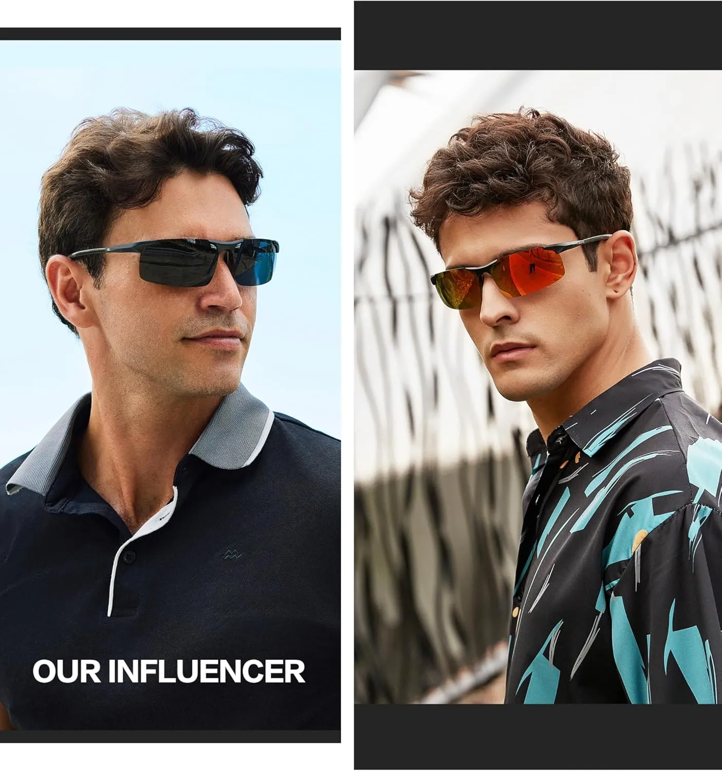 BIRCEN Polarized Carbon-Fiber Sunglasses for Men: Ultralight UV Protection Sun Glasses for Outdoor Sports Fishing Golf Hiking