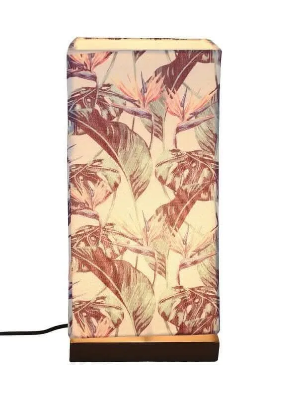Birds Of Paradise Lamp With Wooden Base