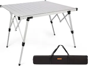 BK&MF Outdoor Folding Table,Portable Aluminum Picnic Camping Table Compact Travel Table Roll-up Table with Carry Bag for Picnic Beach,B,89x49x72cm(35x19x28inch)