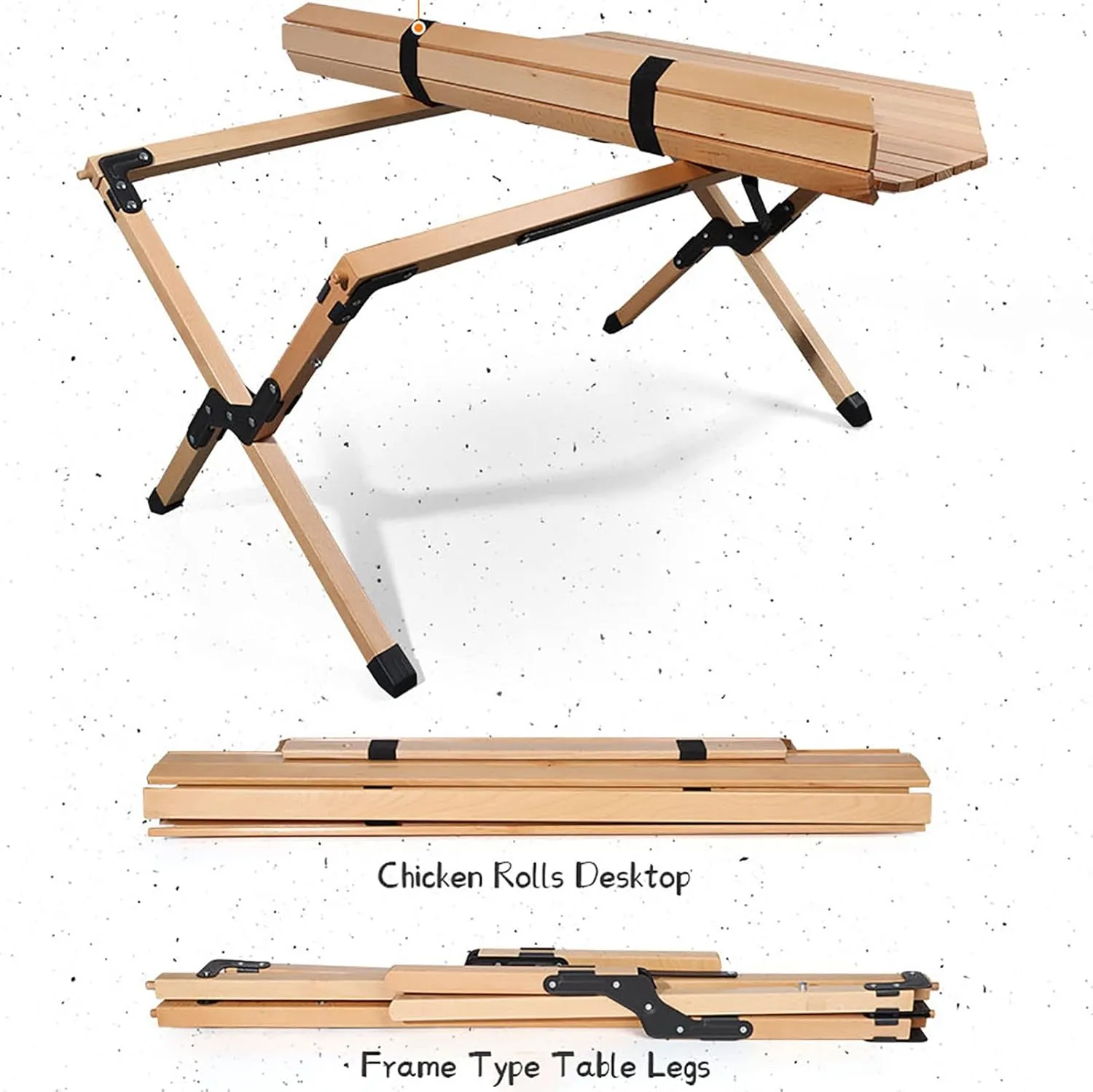 BK&MF Portable Wood Camping Table,Outdoor Folding Table,Ultralight Beach Table with Carry Bag Roll-up Table for BBQ, Party, Camping,A,90x90x45cm(35x35x18inch)