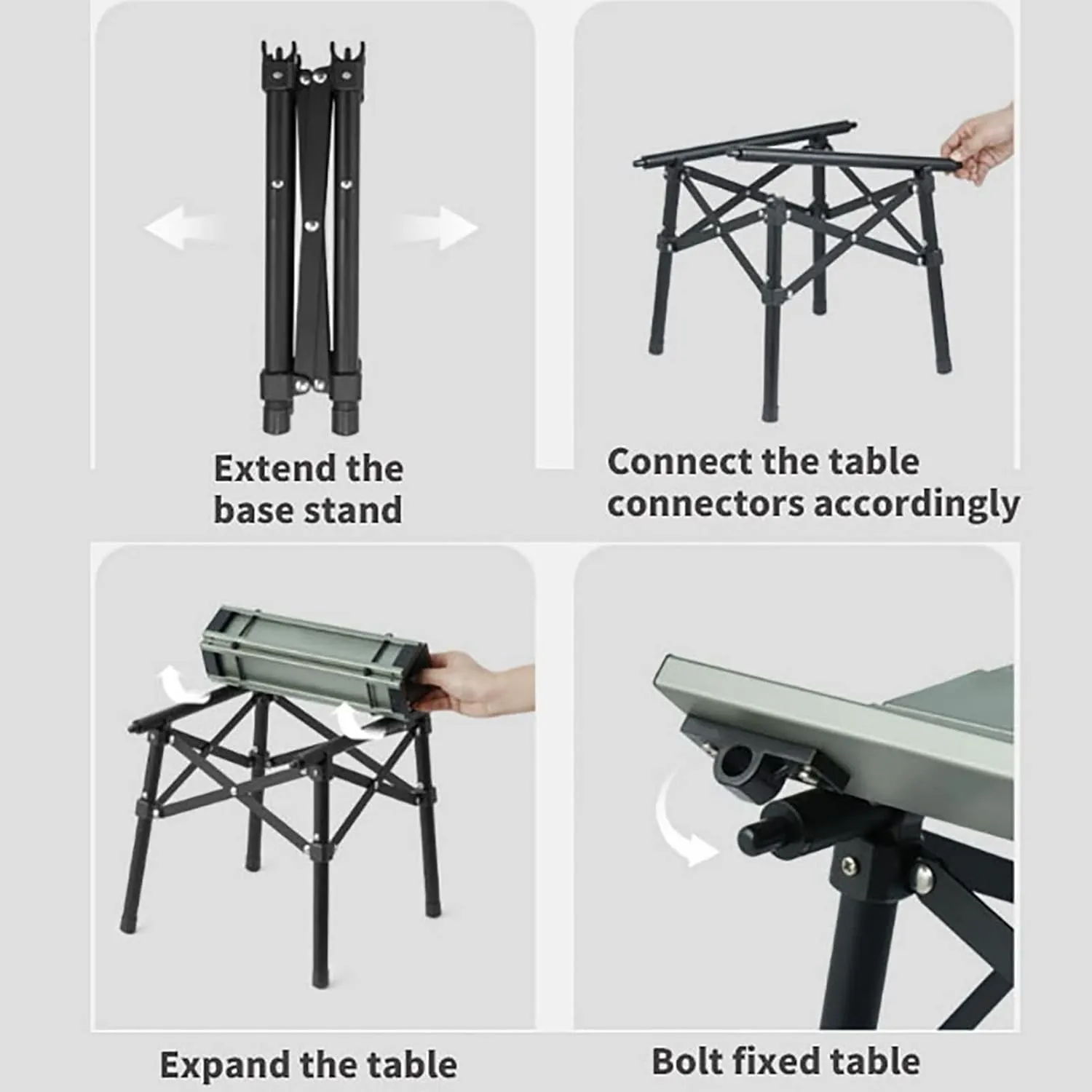 BK&MF Ultralight Outdoor Folding Camping Table,Aluminum Lightweight Beach Travel Table Side Table with Carry Bag for BBQ, Party, Camping,A,41x29x31cm(16x11x12inch)
