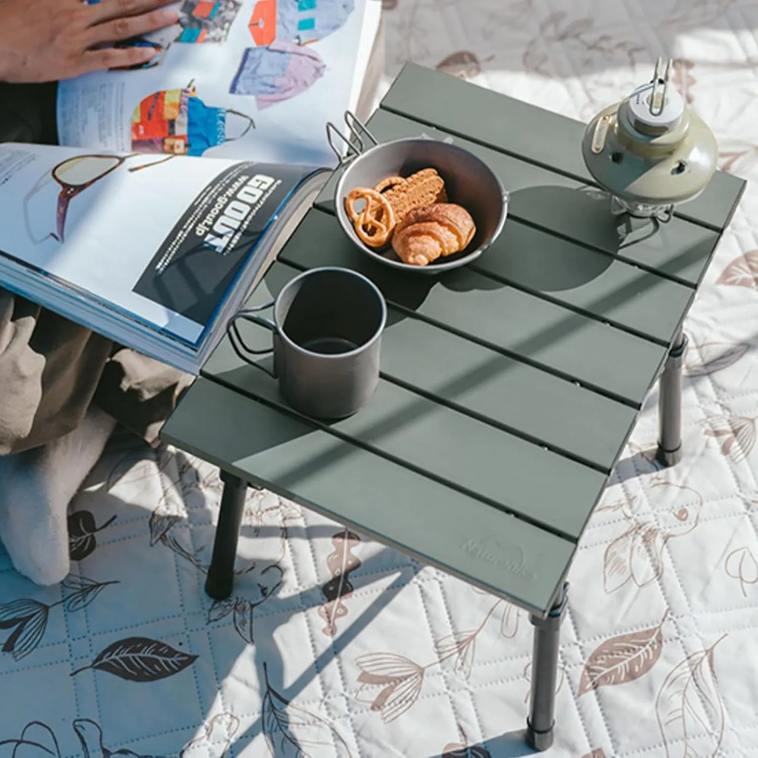 BK&MF Ultralight Outdoor Folding Camping Table,Aluminum Lightweight Beach Travel Table Side Table with Carry Bag for BBQ, Party, Camping,A,41x29x31cm(16x11x12inch)