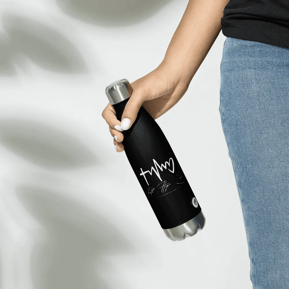 Black Stainless Steel Water Bottle Faith Hope Love