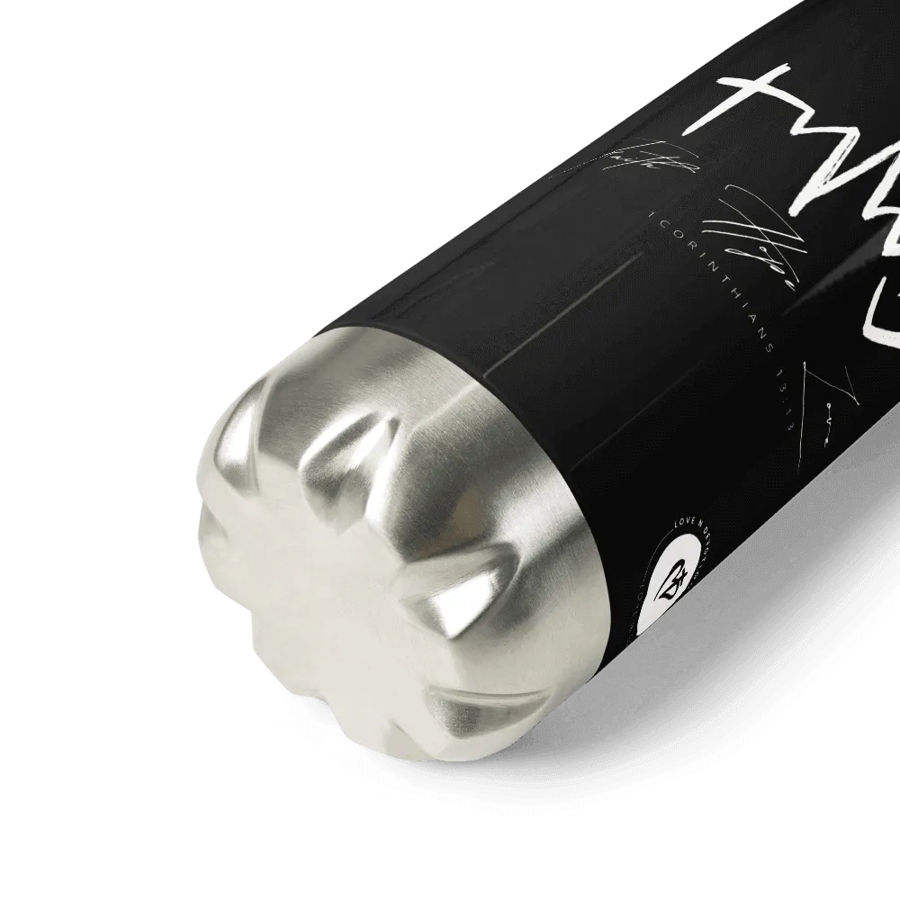 Black Stainless Steel Water Bottle Faith Hope Love