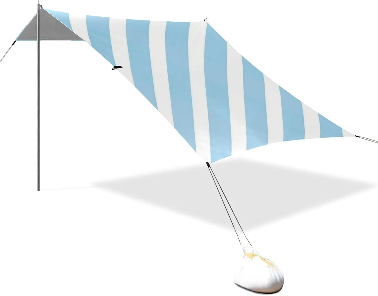 Blue and White Stripes Designed UPF50 Stable Beach Tent Lightweight Sun Shelter with Sandbags & Sand Shovel for Backyard and Camping carpa para Playa